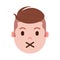 Boy head with facial emotions, avatar character, man silence face with different male emotions concept. flat design.