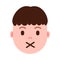 Boy head with facial emotions, avatar character, man silence face with different male emotions concept. flat design.