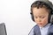 Boy with headphone stock photo