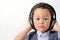 Boy with headphone stock photo