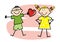 Boy with heart and girl, valentines card, eps.