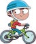 Boy with a helmet rides a bicycle