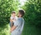 Boy with her father together outdoors