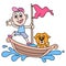 the boy and his pet dog have a sailing adventure  doodle icon image kawaii