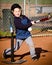 Boy hitting baseball