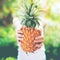 Boy Hold Pineapple Hands Summer Background