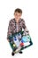 Boy hold recycling container