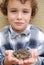 Boy holding CA native toad