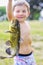 Boy holding catfish