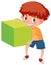 A boy holding cube