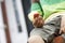 Boy Holding Half Eaten Apple