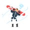Boy Holding Snowboard. Vector Illustration