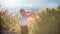 Boy holding Turkey flag against city. Kid hand waving Turkish flag view from back, copy space for text