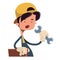 Boy holding working tool illustration cartoon character