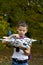 Boy holds airframe