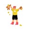 Boy Hooligan with Bad Behavior Tearing Teddy Bear Toy Vector Illustration