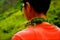 Boy with horned lizard pet