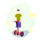 Boy on Hoverboard Vector. Riding On Gyro Scooter. Outdoor Activity. Two-Wheel Electric Self-Balancing Scooter. Isolated flat