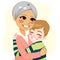 Boy hugging Grandmother