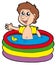 Boy in inflatable pool