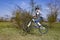 Boy jumping with his dirt bike