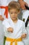 Boy in karate suit training