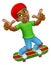 Boy Kid Child on Skateboard Skateboarding Cartoon