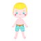 Boy kid in swimming trunks. beach summertime vacation child