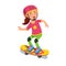 Boy kid wearing helmet skating on skateboard