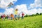 Boy with kite and friends