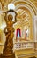 The boy with lamp sculpture, Main Staircase Hall of Mariinskyi Palace, on June 25 in Kyiv, Ukraine