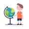 Boy learning geography with earth globe