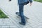 Boy learns to ride a skateboard