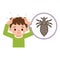 Boy with lice. Illustration of a boy with lice on his head.