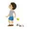 Boy Littering, Part Of Bad Kids Behavior And Bullies Series Of Vector Illustrations With Characters Being Rude And