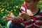 Boy looking at butterfy, kids learning nature