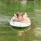 Boy lying on a surf