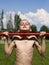 Boy makes sport exercises on the horizontal bar