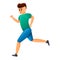 Boy morning running icon, cartoon style