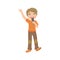 Boy In Orange T-shirt Singing In Karaoke