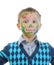 Boy with paint stained face