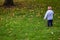 Boy in the park in autumn