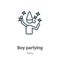 Boy partying outline vector icon. Thin line black boy partying icon, flat vector simple element illustration from editable party