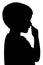 A boy picking his nose, silhouette vector
