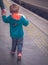 Boy on the platform on the train station