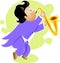 Boy play saxophone cartoon character