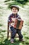 Boy playing accordion