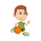 The boy playing basketball cartoon vector illustration