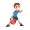 Boy Playing Basketball, Kid Doing Sports, Healthy Lifestyle Concept Cartoon Style Vector Illustration