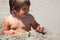 Boy playing on beach